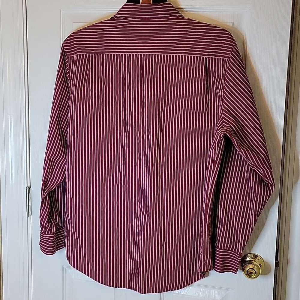 Banana Republic Large Dress Shirt Button Up Long Sleeve Red White Stripe